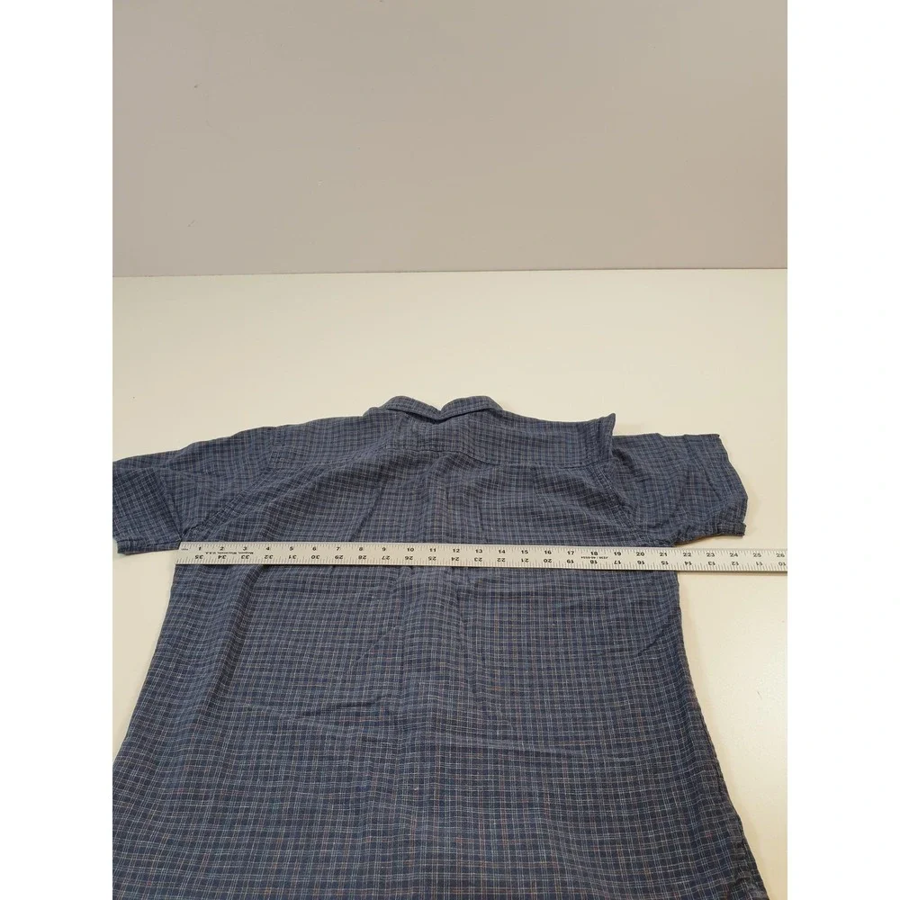 Patagonia Back Step Shirt Men's M Blue Plaid Short Sleeve Button Hemp Cotton - Picture 7 of 11